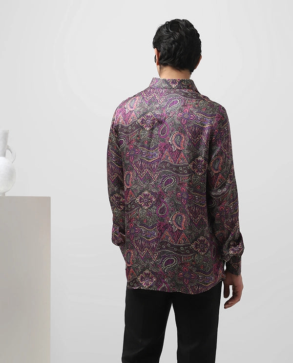 Cupro Silk Printed Full Sleeve Men's Slim Fit Shirt