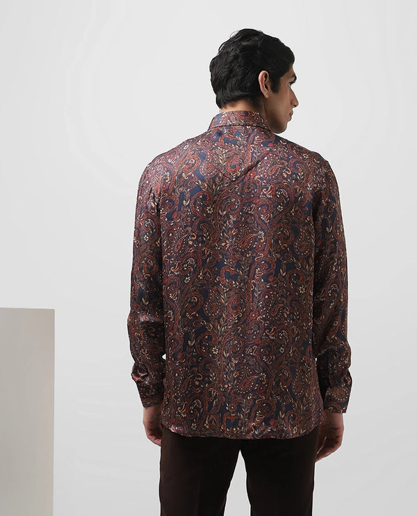 Cupro Silk Printed Full Sleeve Men's Slim Fit Shirt