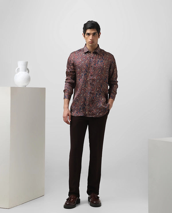 Cupro Silk Printed Full Sleeve Men's Slim Fit Shirt