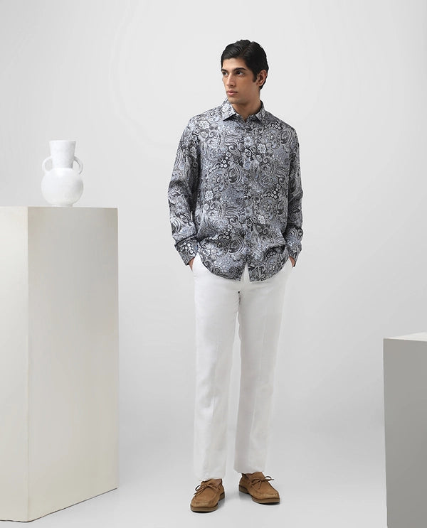 Cupro Silk Printed Full Sleeve Men's Slim Fit Shirt