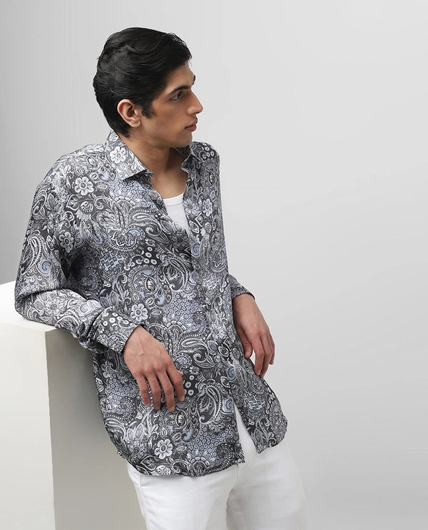 Cupro Silk Printed Full Sleeve Men's Slim Fit Shirt