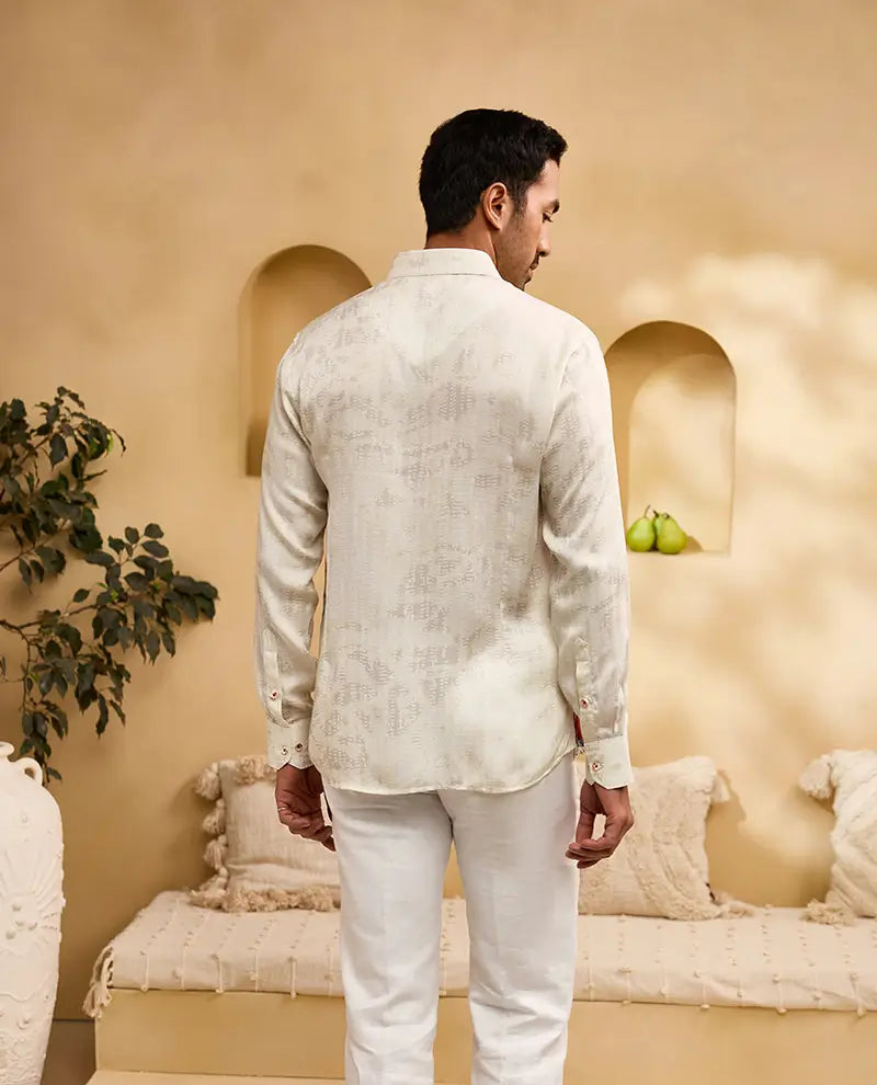 Fawn Floral Watercolour Print Slim Fit Shirt