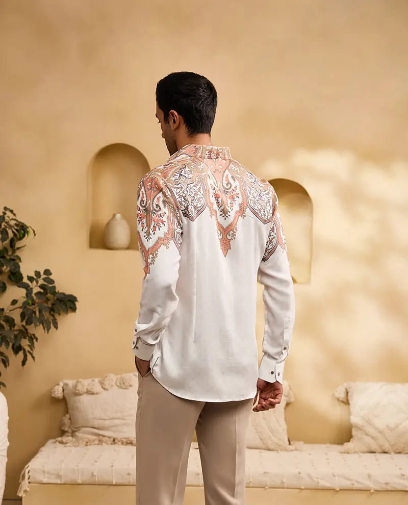 Off-White Floral Print Slim Fit Shirt