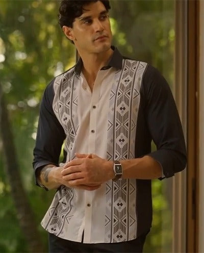 Fawn Plain Beige Color Slim Fit Printed Cotton Men's Slim Fit Shirt