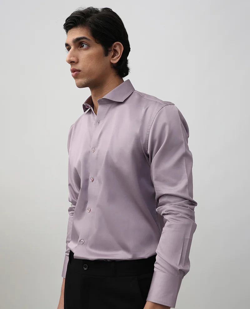 Lilac Plain Core Cotton Fit Men's Shirt