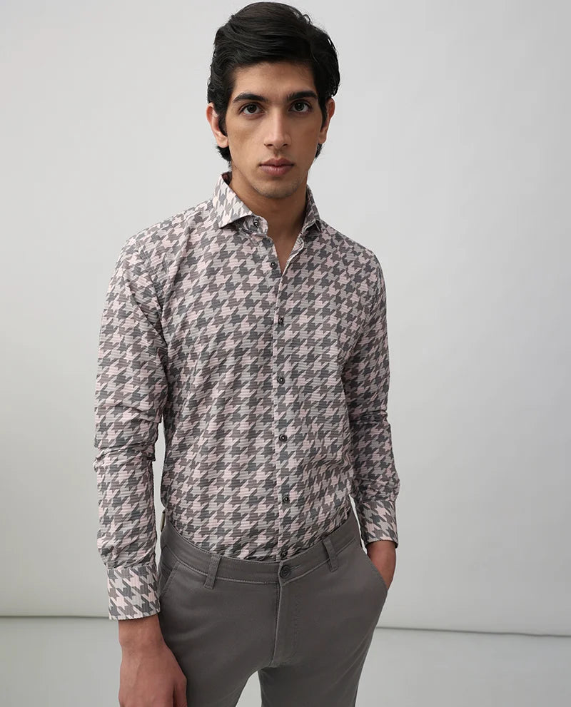 Pink Print Cotton Luxury Branded Quality Men's Shirt