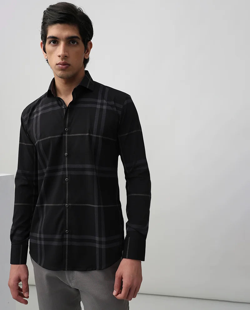 Grey Checks Cotton Luxury Branded Mens Shirt