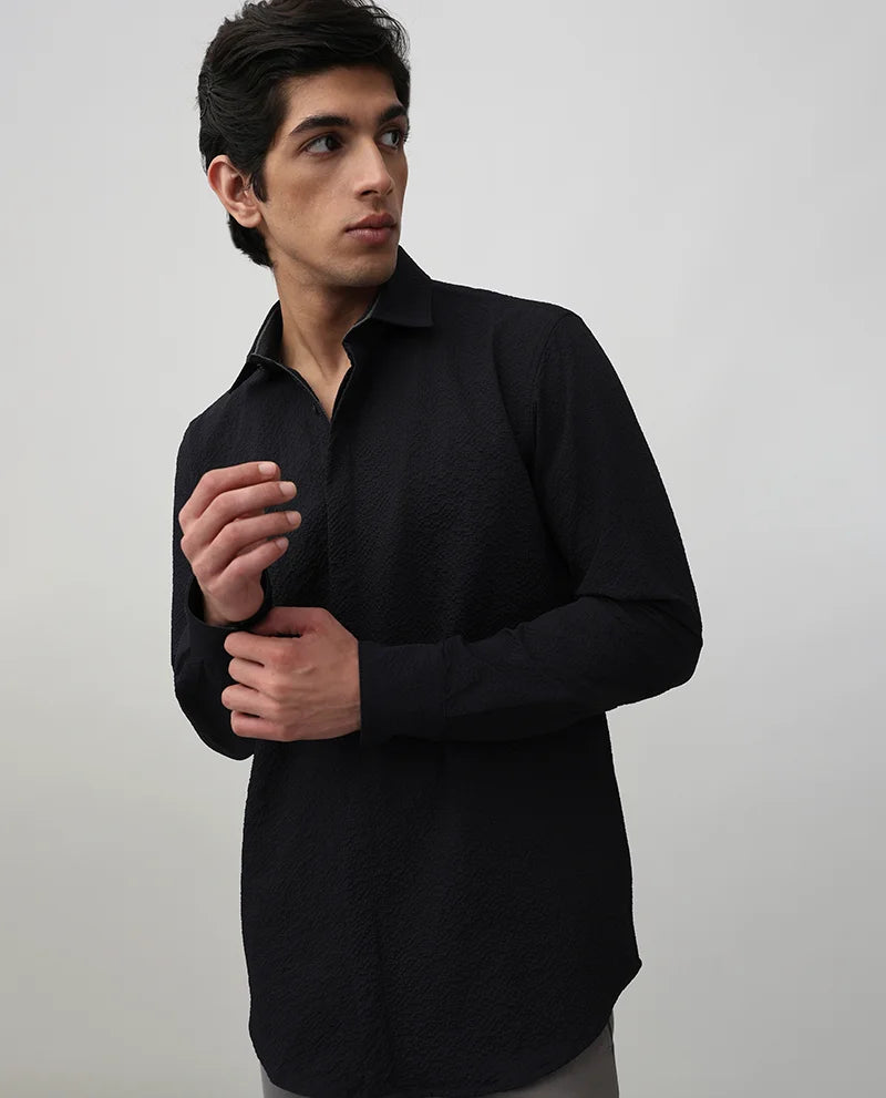 Core cotton plain Men's Black shirts
