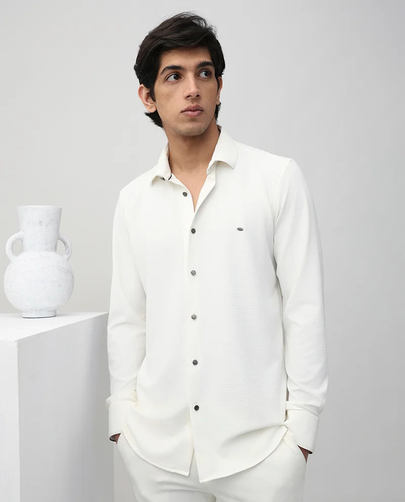 White Plain Cotton Premium Quality Slim Fit Regular Men's Shirt