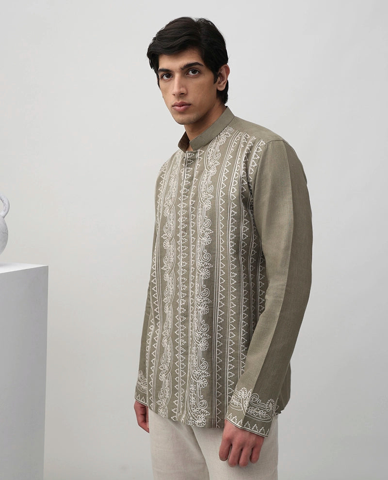 Embroidered Chinese Linen Shirt