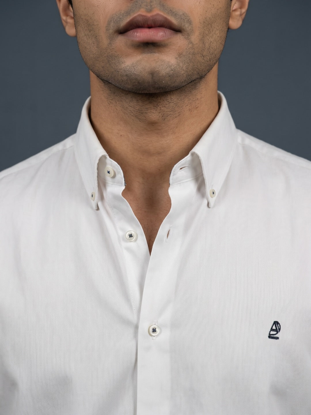 White Cotton Slim Fit Shirt