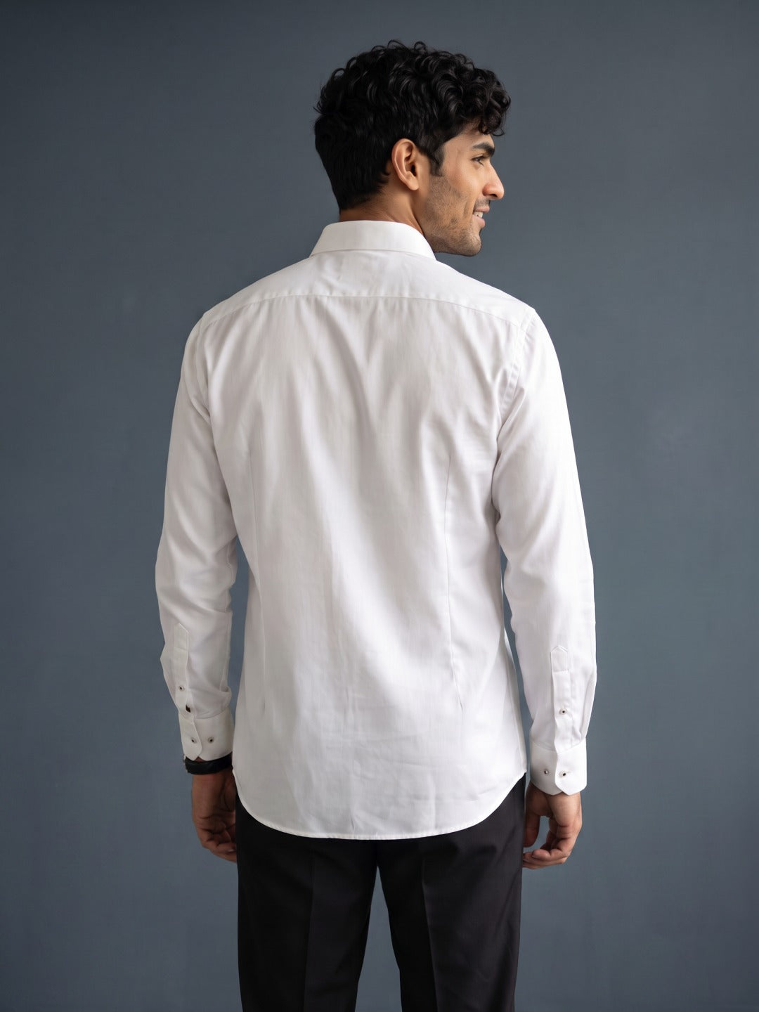 White Cotton Slim Fit Shirt
