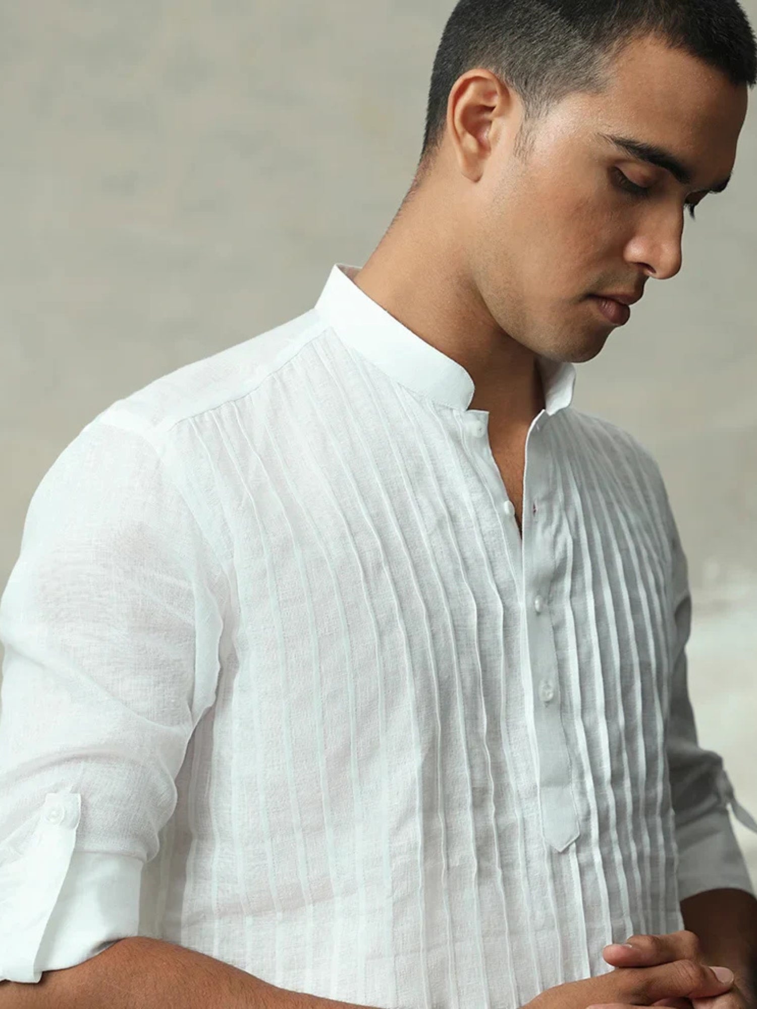 White Plain Linen Premium Quality Slim Fit Shirt For Men
