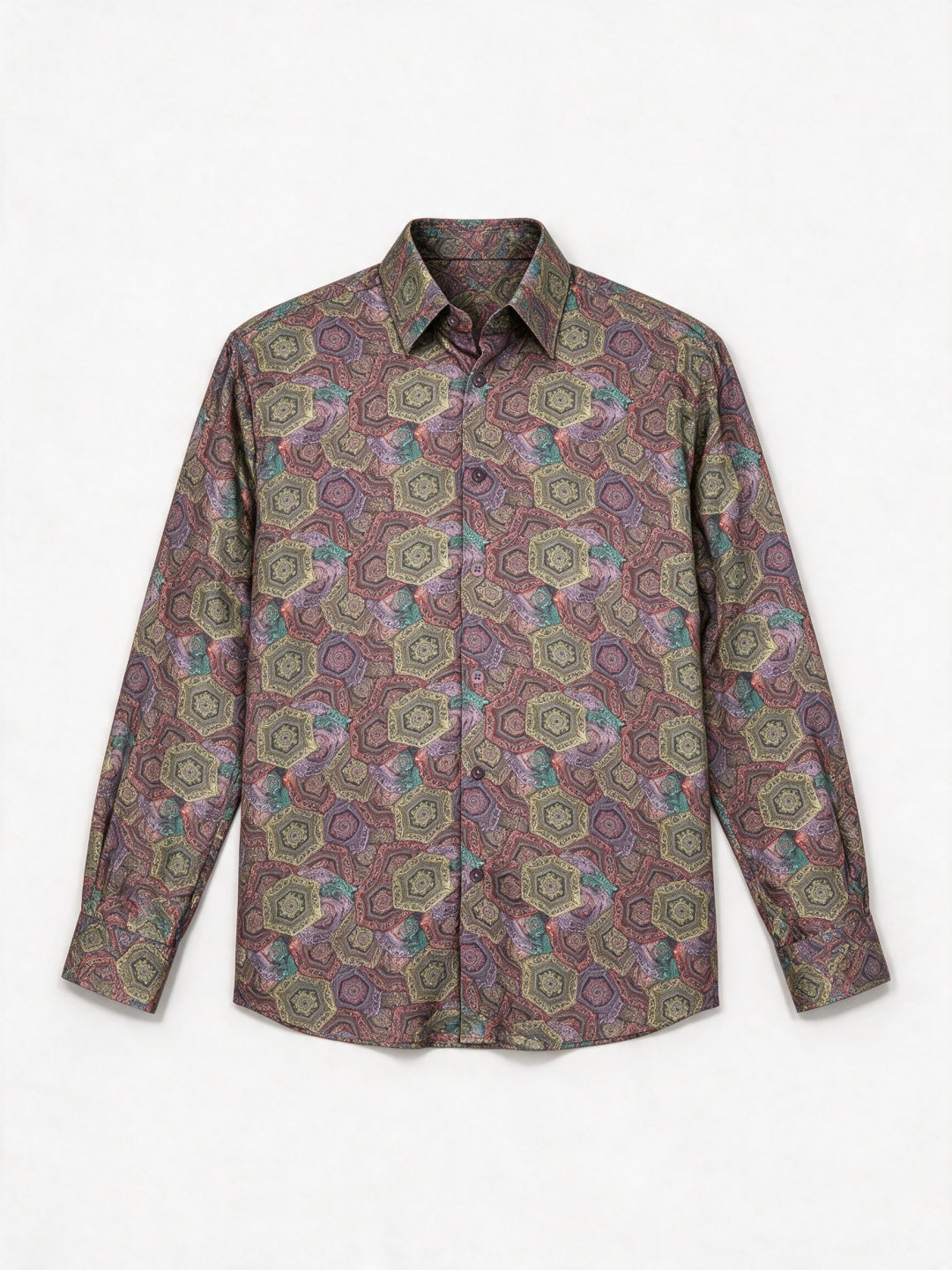 Multicolour Mosaic Printed Tencel Slim Fit Shirt