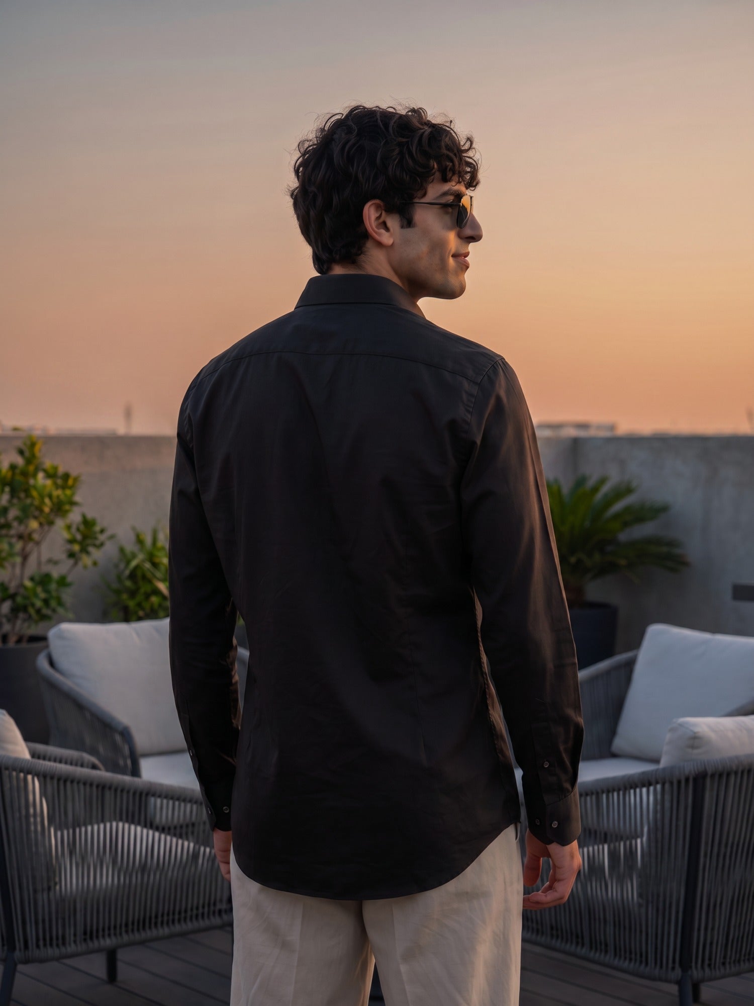 Black Butterfly Designer Cotton Slim Fit Shirt For Men
