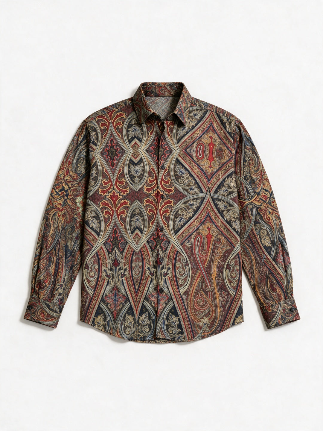 Multicolour Tencel Slim Fit Shirt with Paisley Medallion Print