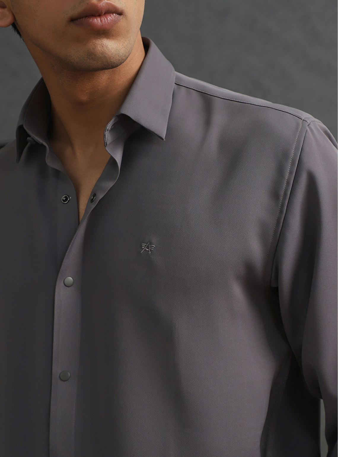 Grey Slim Fit Stroma Shirt with Classic Plain Design