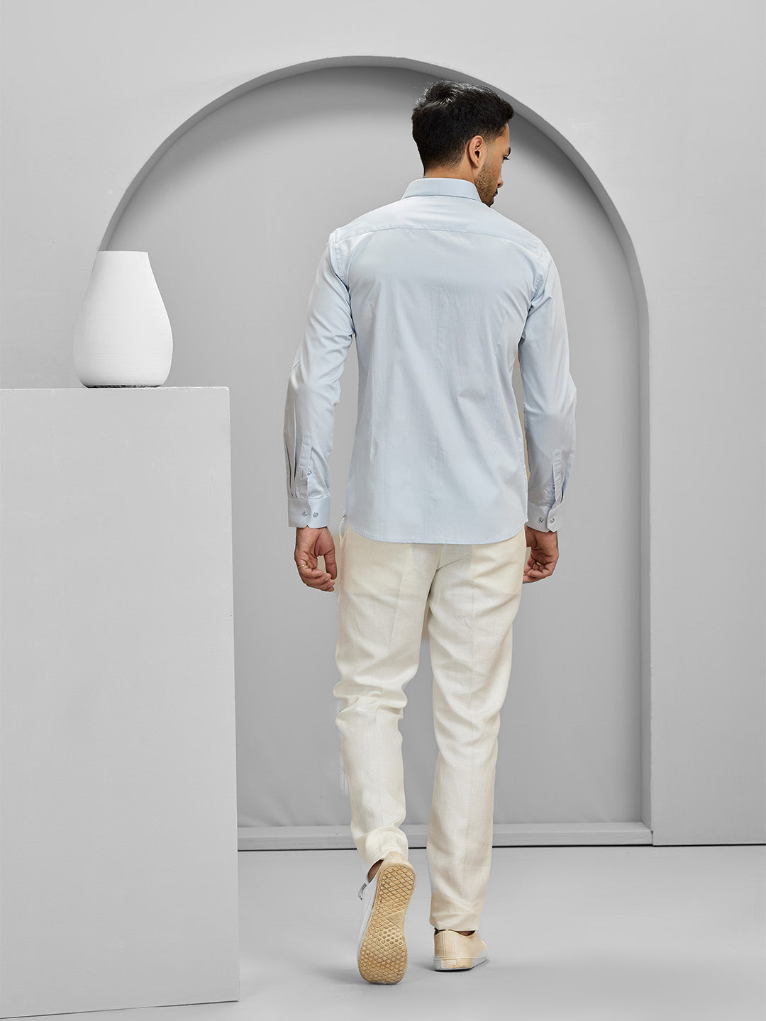 Men’s Light Blue Cotton Designer Shirt in Regular Fit