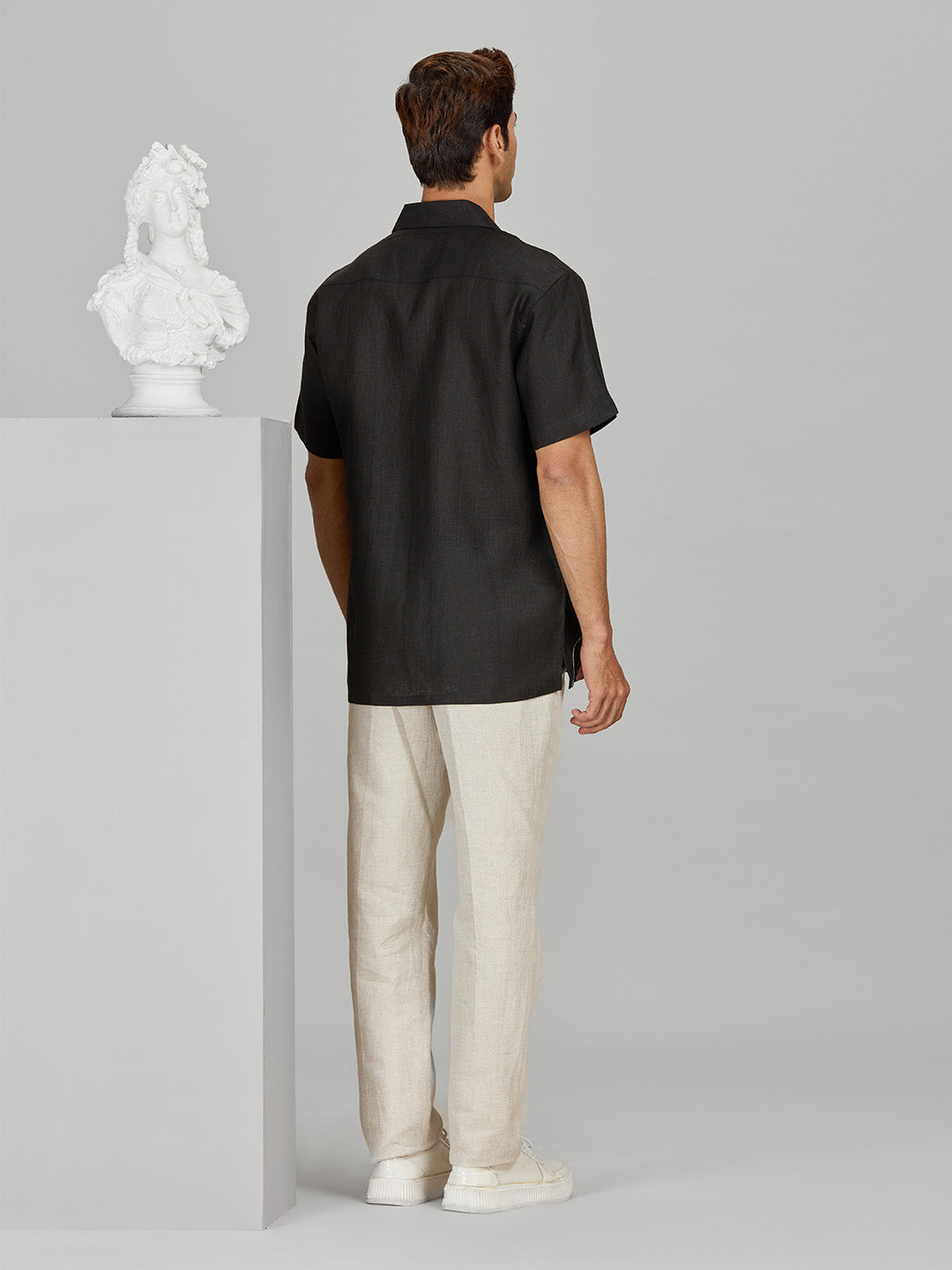 Men's Black Linen Designer Shirt in Regular Fit