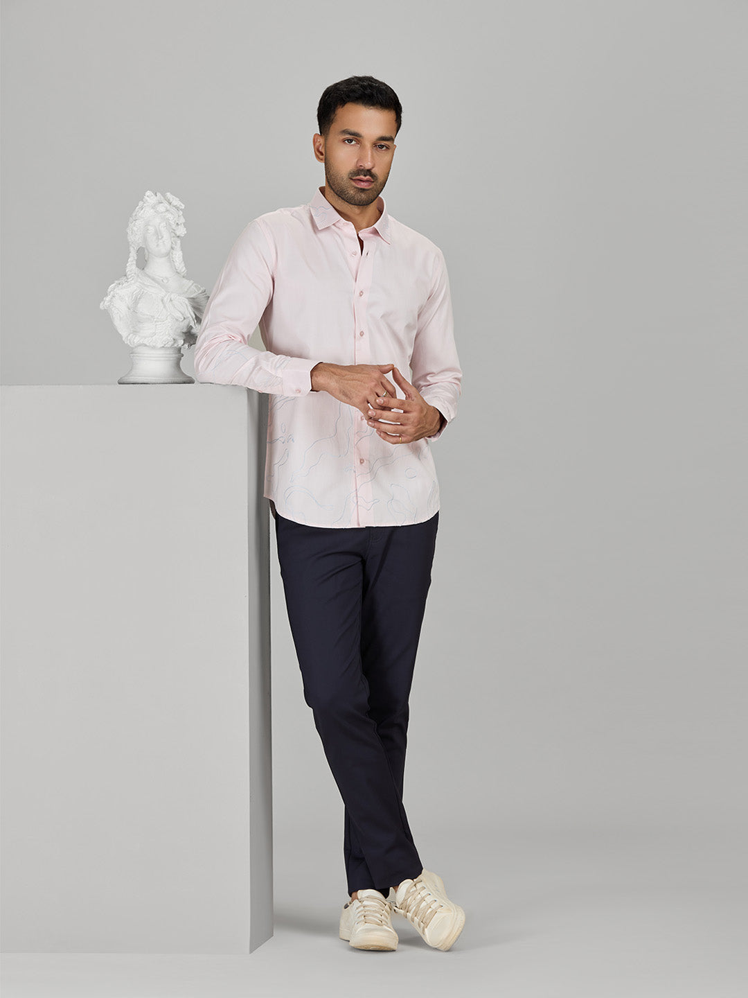 Men's Pink Cotton Designer Shirt in Slim Fit