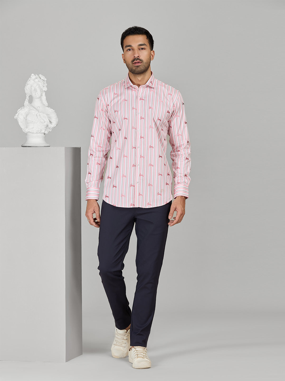 Men's Pink Cotton Designer Shirt in Slim Fit