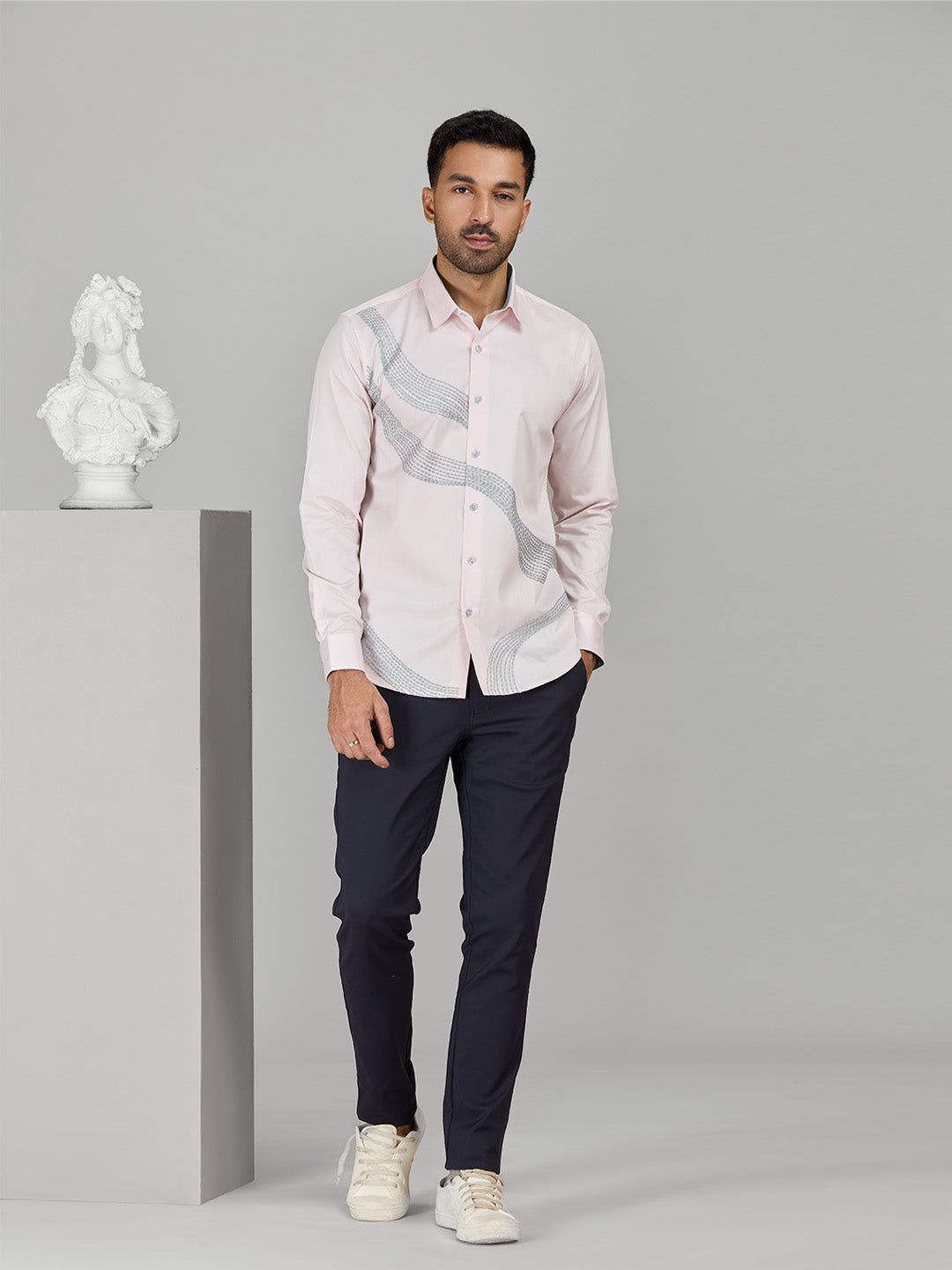 Men's Pink Cotton Designer Shirt in Slim Fit
