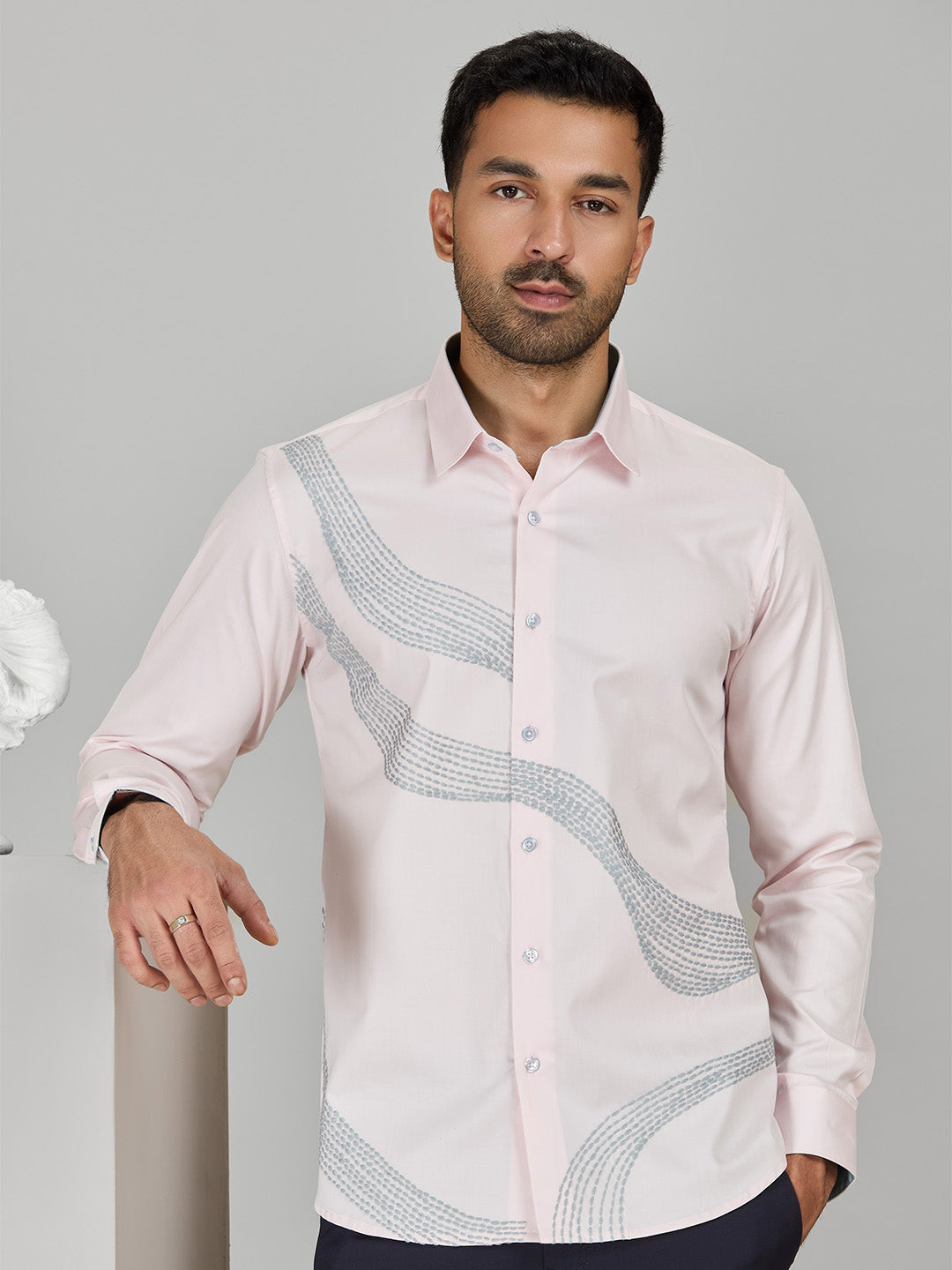 Men's Pink Cotton Designer Shirt in Slim Fit