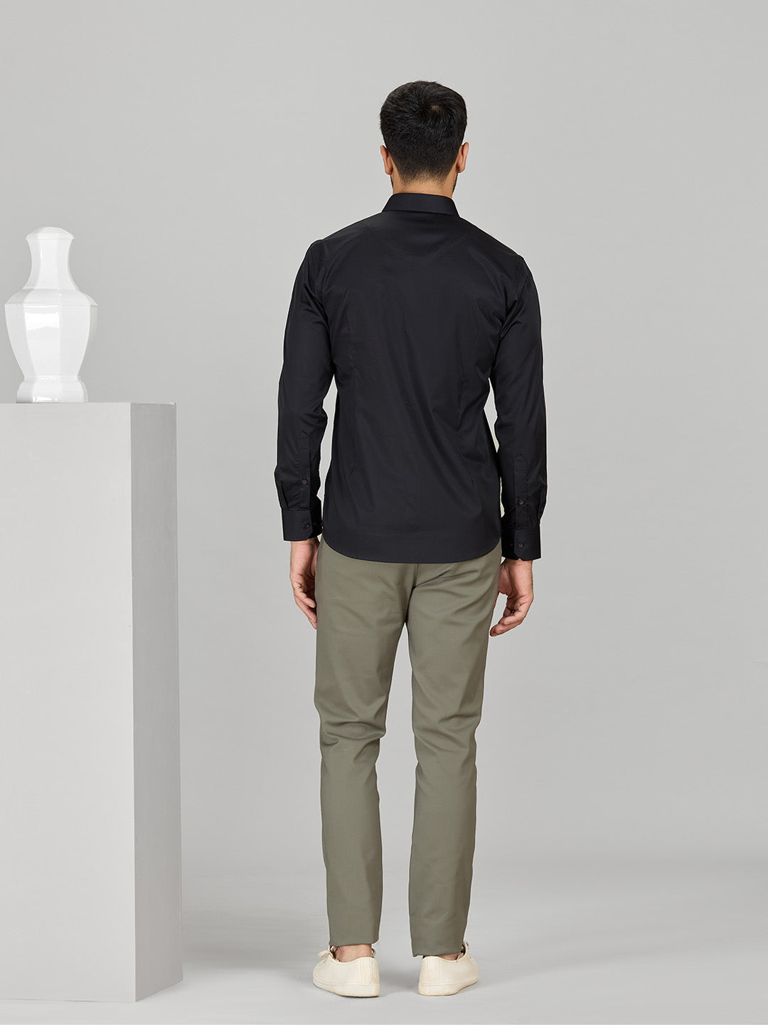 Men's Black Supima Cotton Designer Shirt in Slim Fit