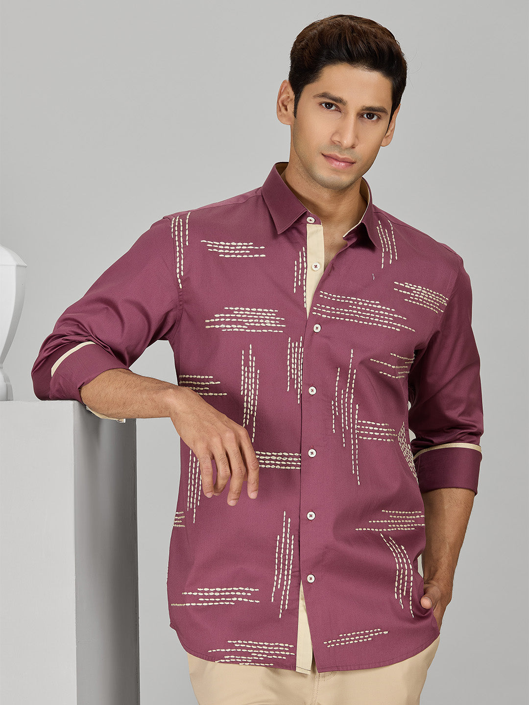 Men's Gajri Pink Cotton Designer Shirt in Slim Fit