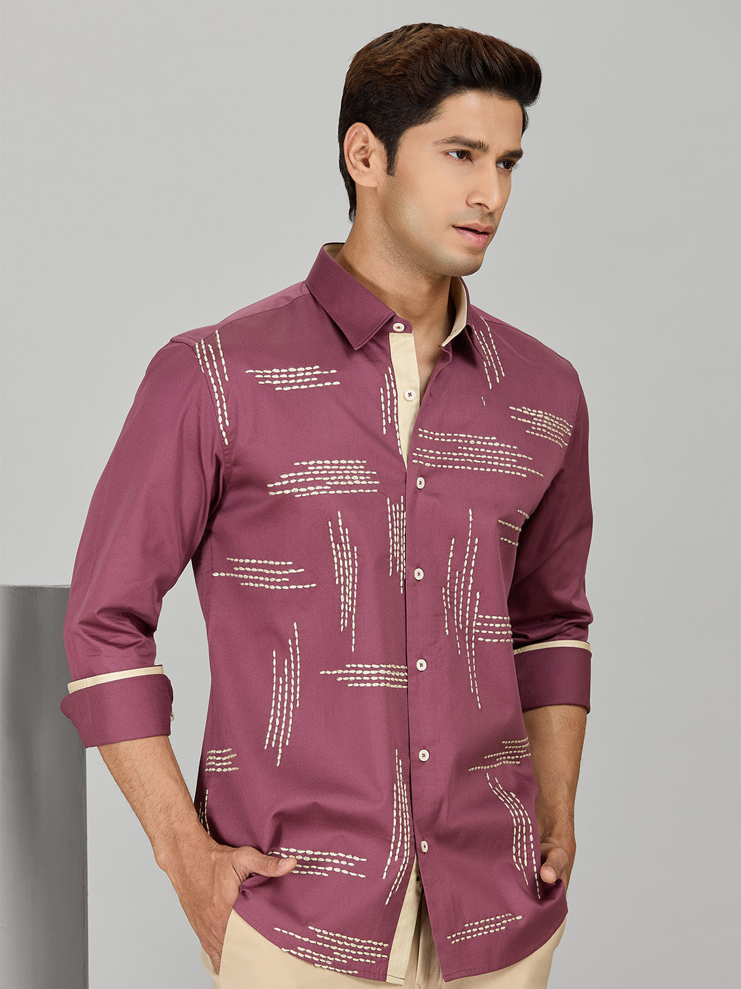 Men's Gajri Pink Cotton Designer Shirt in Slim Fit