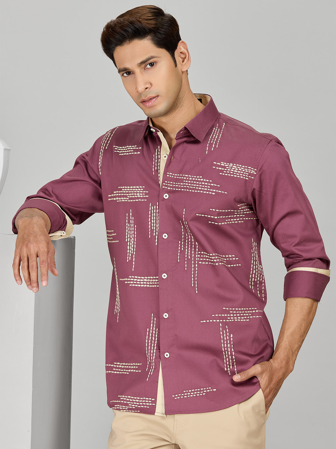 Men's Gajri Pink Cotton Designer Shirt in Slim Fit