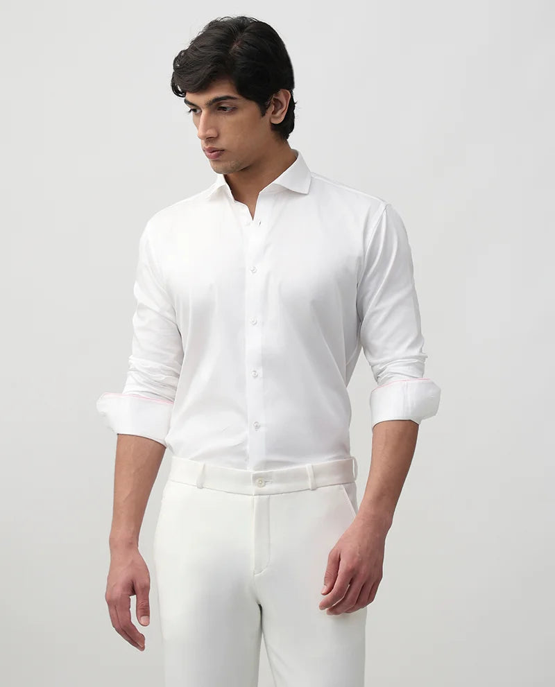 WHITE PLAIN COTTON SHIRT