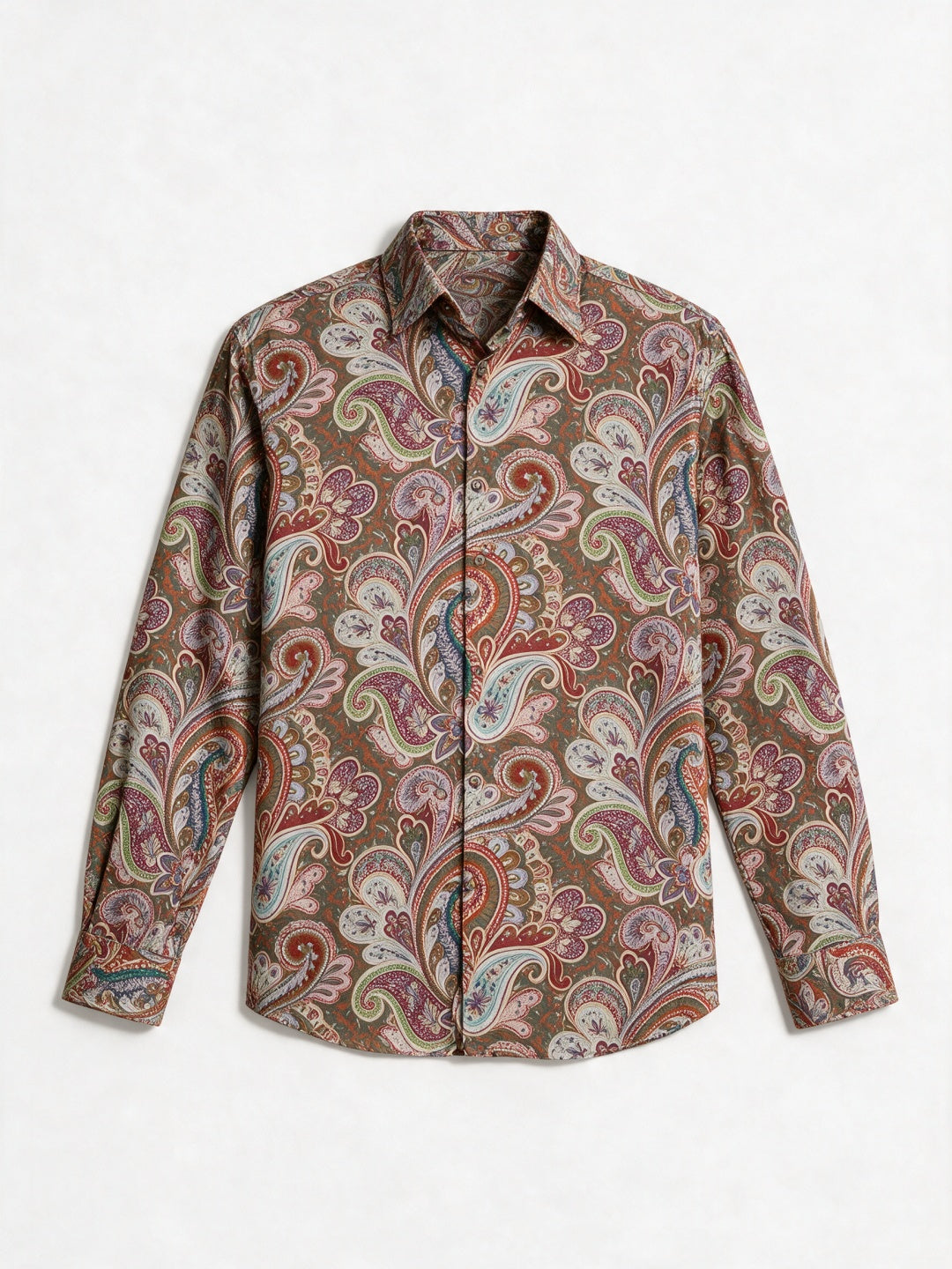 Multicolour Paisley Printed Tencel Slim Fit Shirt