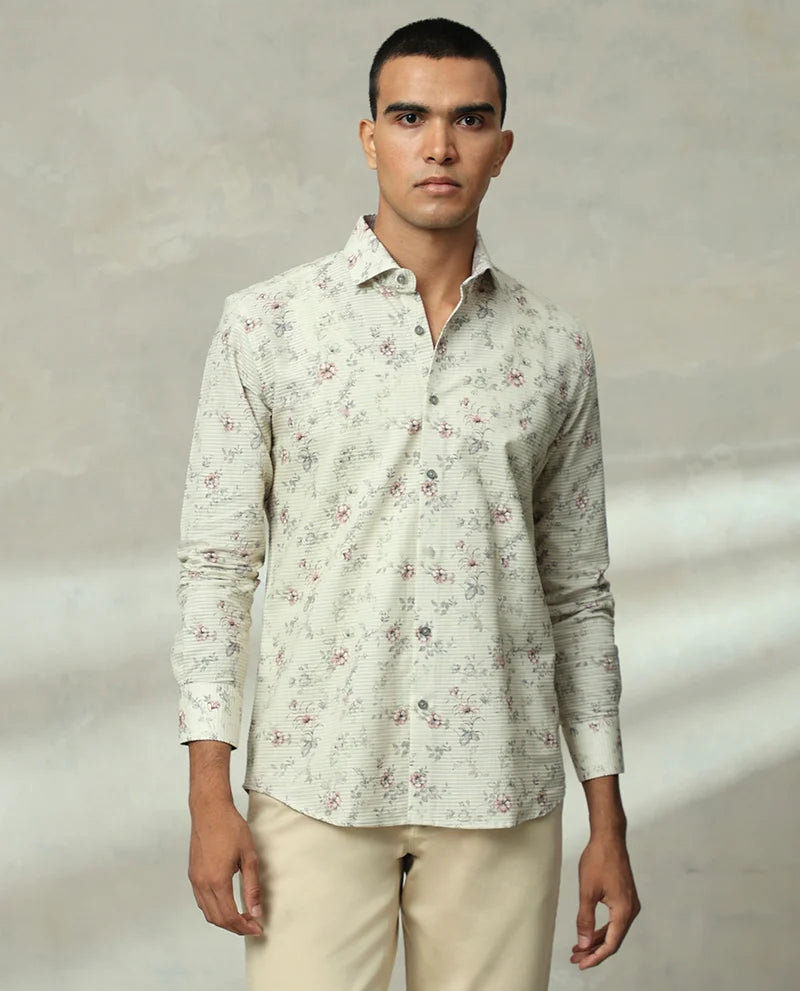 Pista Printed Cotton Luxury Slim Fit Men's Shirt