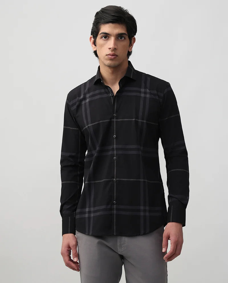 Grey Checks Cotton Luxury Branded Mens Shirt