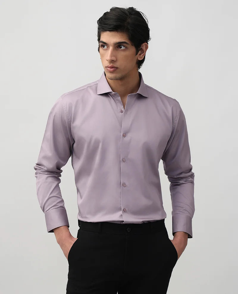 Lilac Plain Core Cotton Fit Men's Shirt