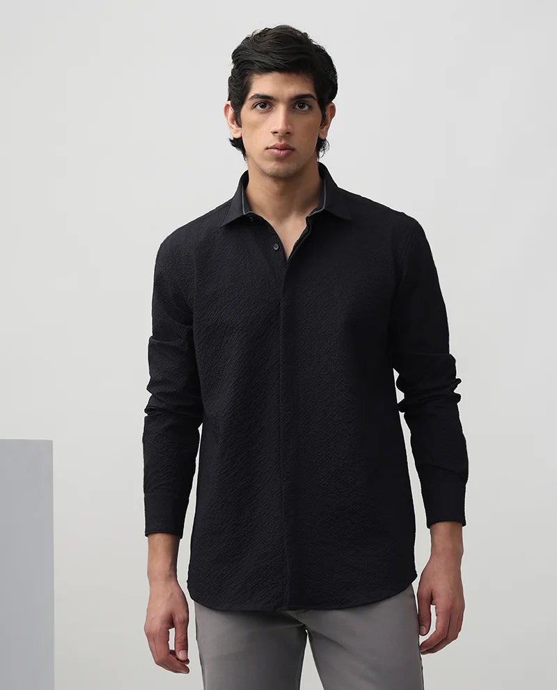 Core cotton plain Men's Black shirts