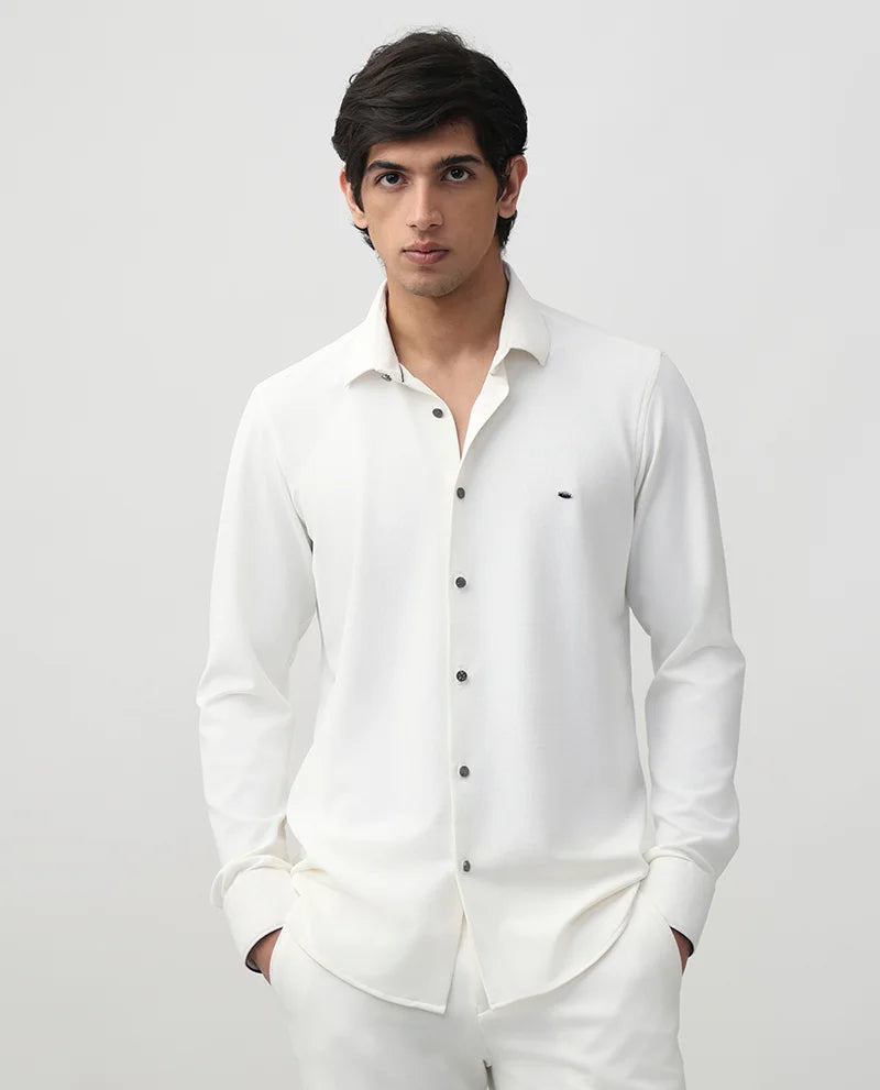 White Plain Cotton Premium Quality Slim Fit Regular Men's Shirt