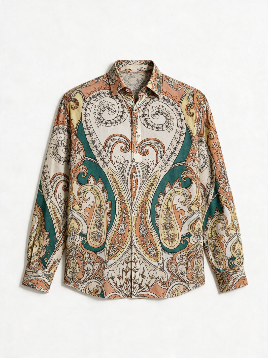 Multicolour Tencel Slim Fit Shirt with Ornate Medallion Print