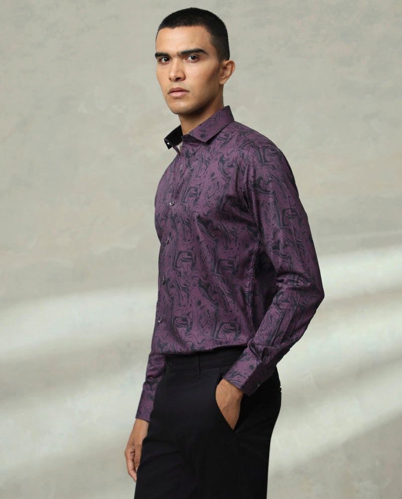 Purple Print Cotton Men's Premium Quality Shirt