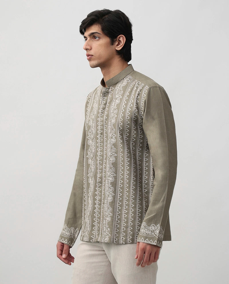 Embroidered Chinese Linen Shirt