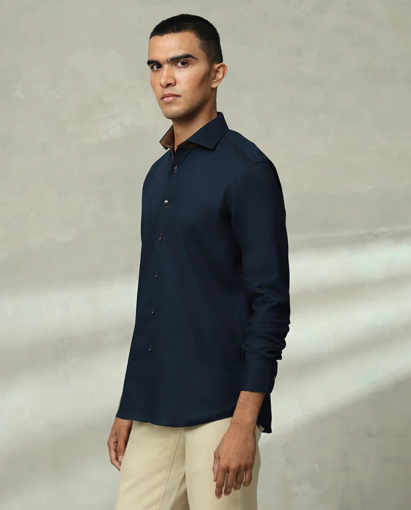 Dark Grey Plain Cutaway Slim Men's Premium Shirt India- Albino