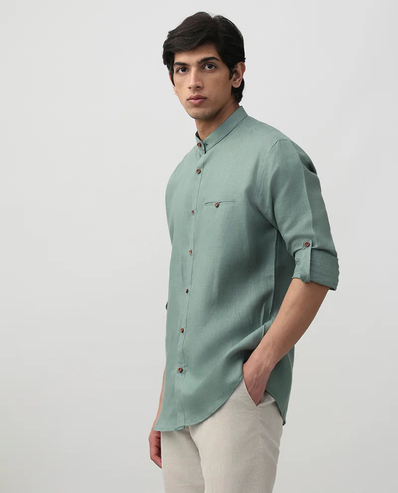 Pista Plain Linen Chinese Luxury Premium Cotton Shirt