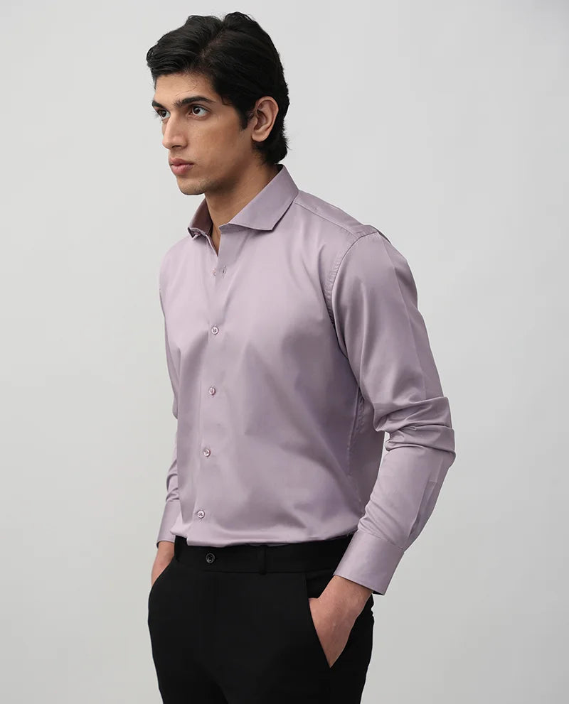 Lilac Plain Core Cotton Fit Men's Shirt