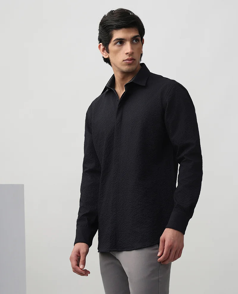 Core cotton plain Men's Black shirts
