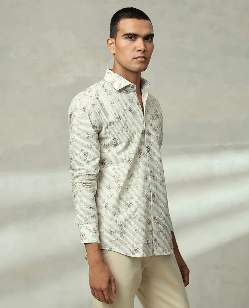 Pista Printed Cotton Luxury Slim Fit Men's Shirt