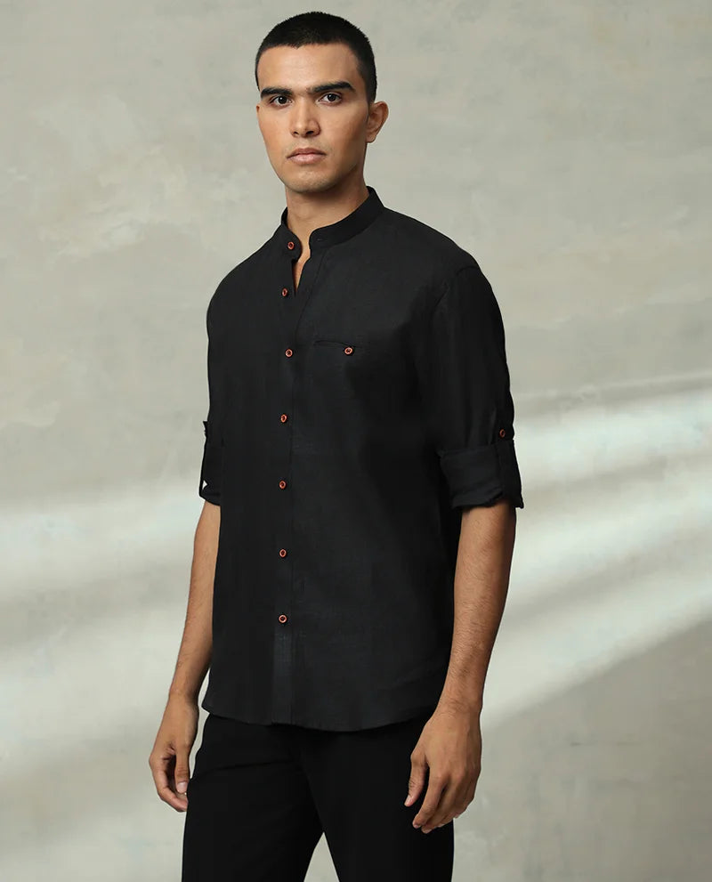 Classic Chinese core linen Mens shirts