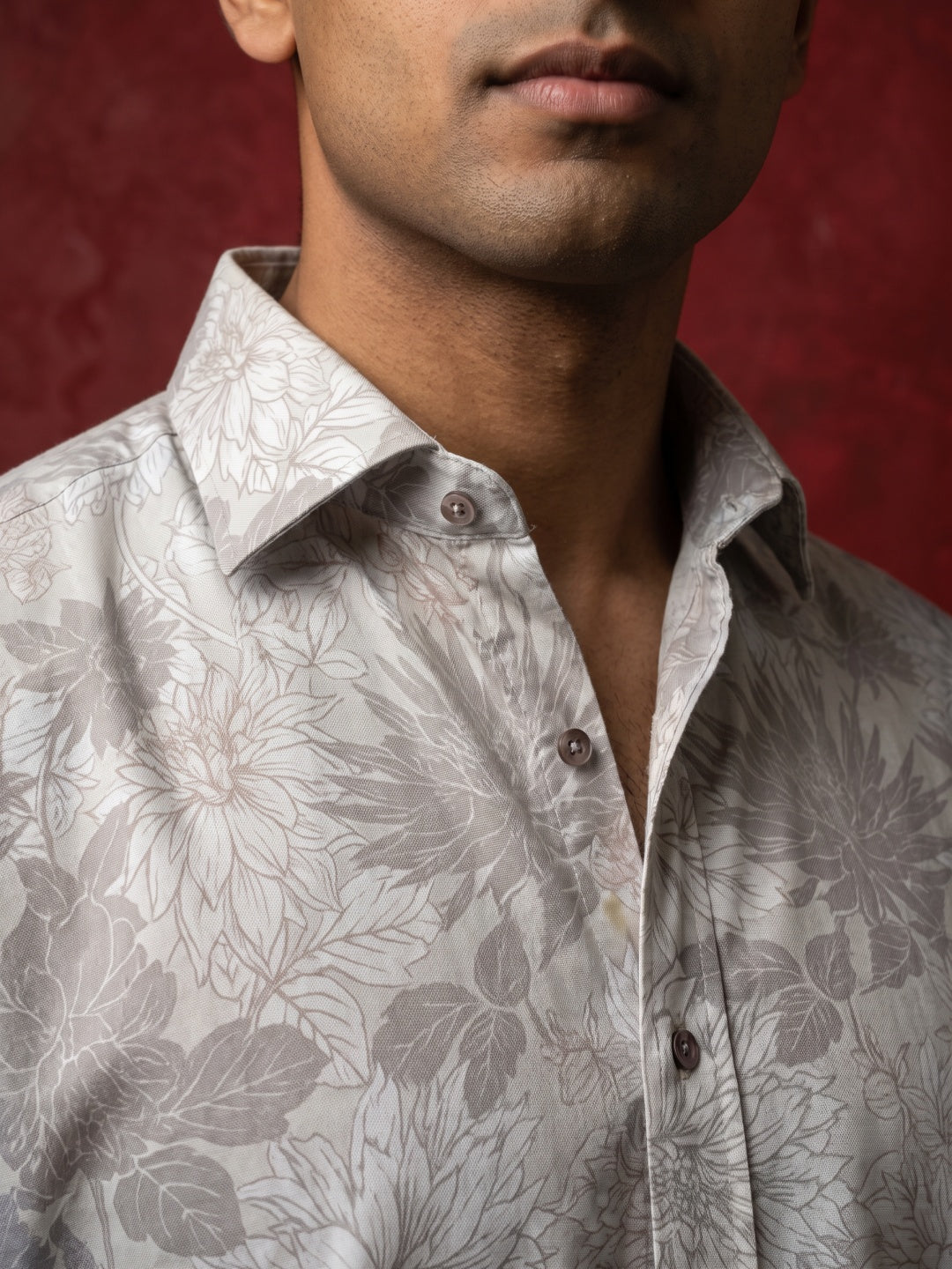 Light Pista Poly Lycra Slim Fit Printed Shirt