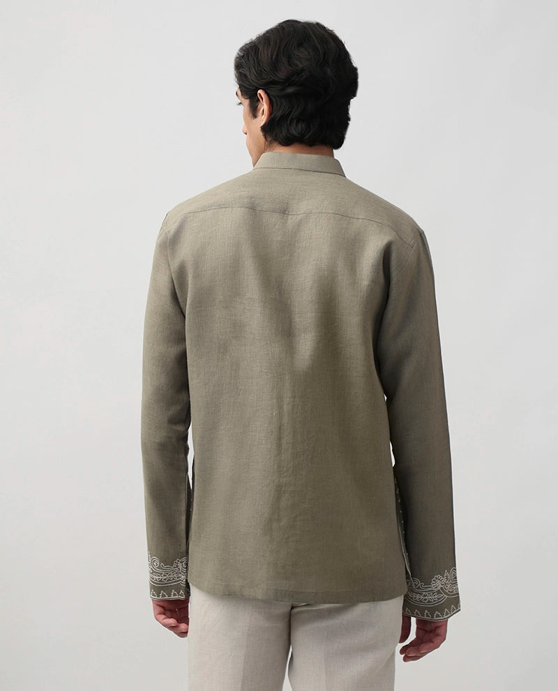 Embroidered Chinese Linen Shirt