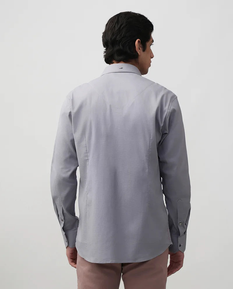 Light Grey Plain Cotton Men's Premium Shirt